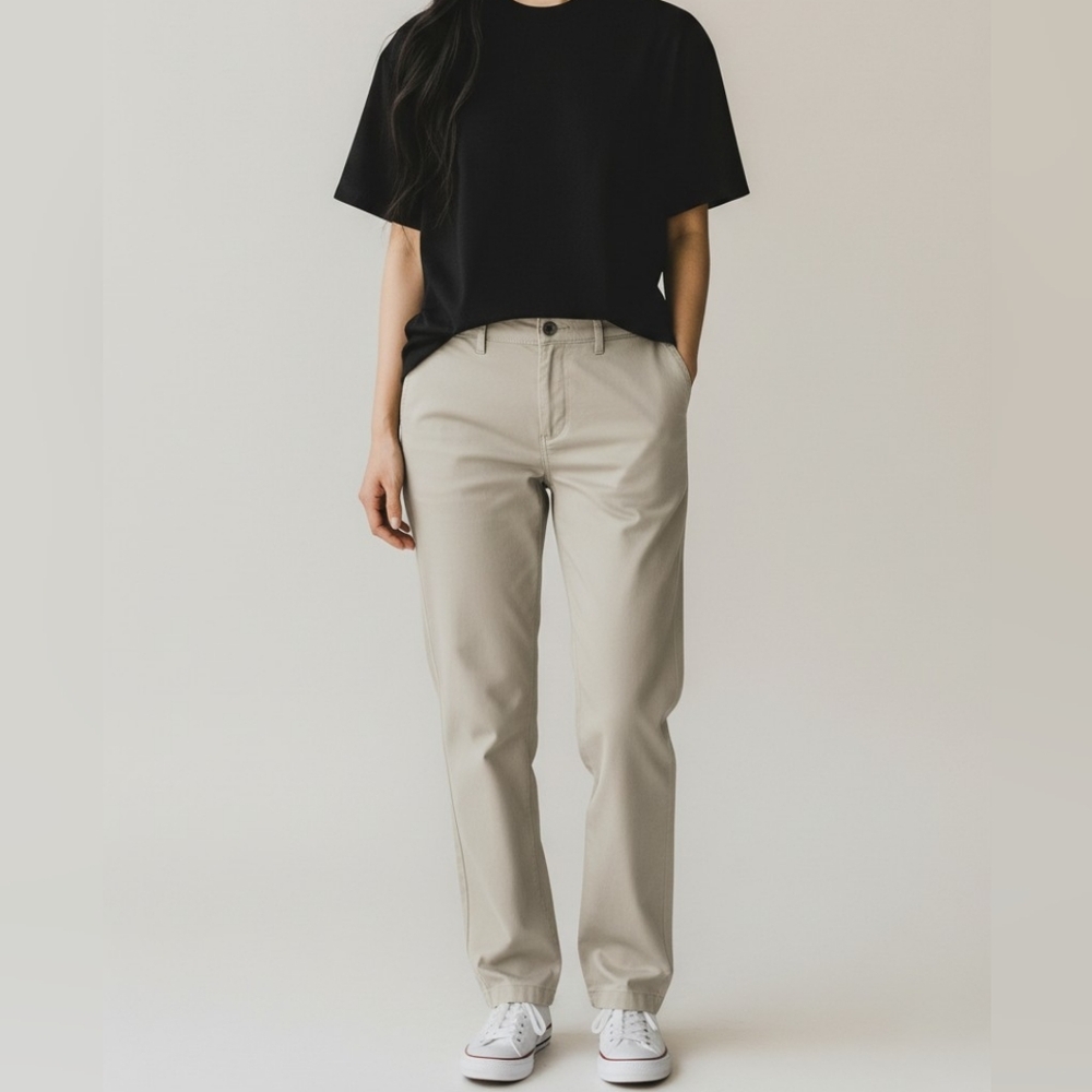 Eileen Fisher Cotton Pants In Beige Size Women's Medium - Picture 1 of 6